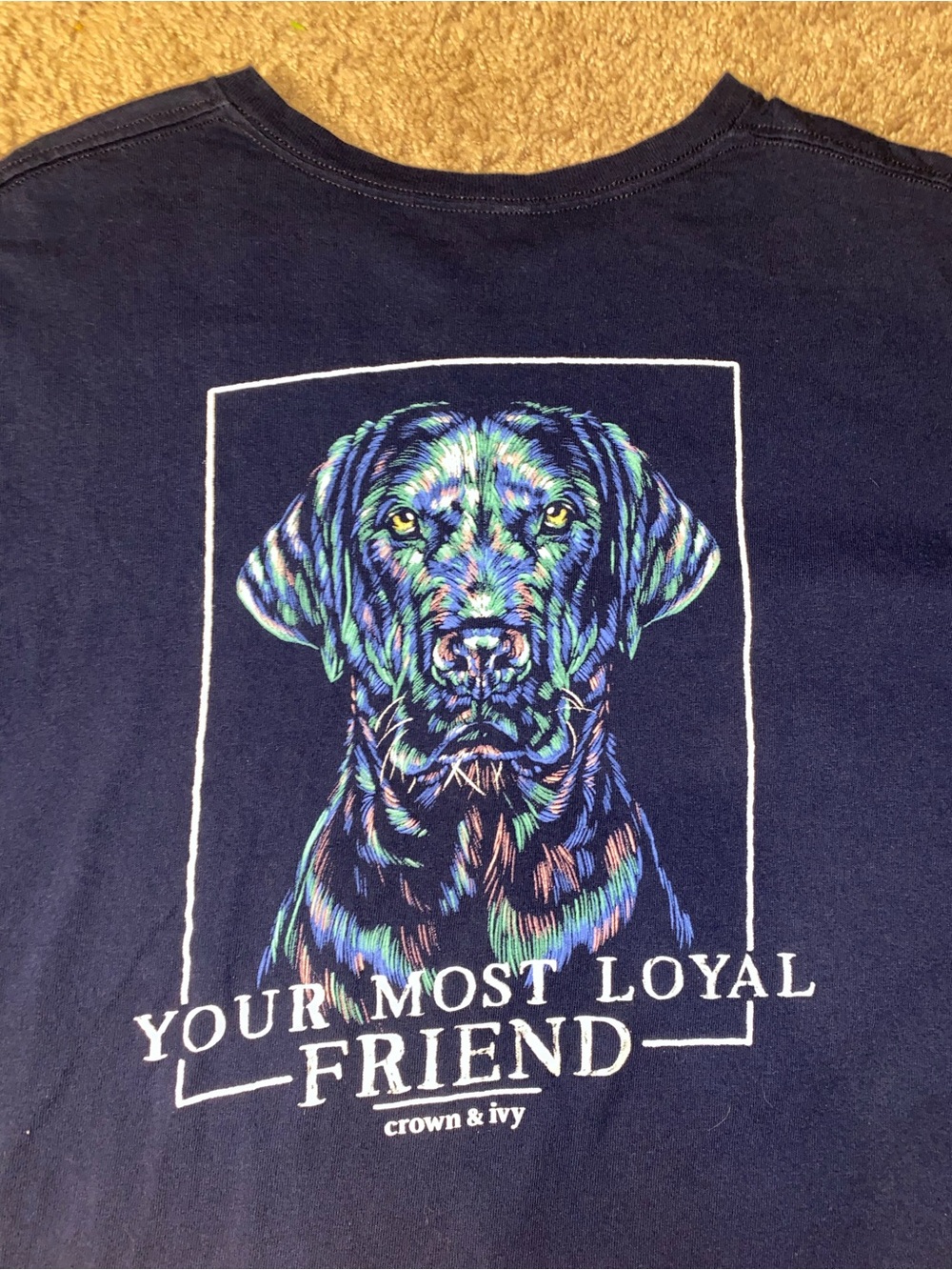 VERY RARE Crown Ivy Dog Tee Mens Size XL Navy Loyal Friend Summer Beach Shirt